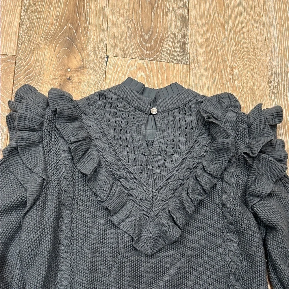 Ted Baker Denita Ruffle Yolk Sweater Charcoal